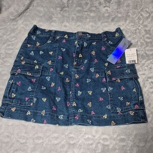 Girls Derek Heart Denim Skirt with Colorful Heart Accents Size14